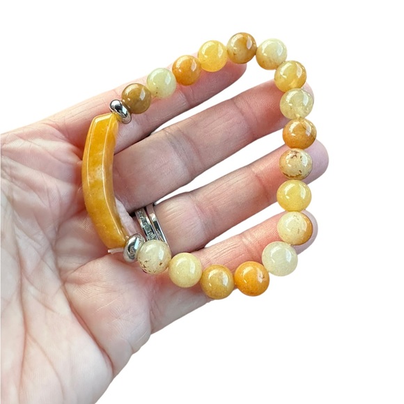 Natural Stone Yellow Tone Beaded Bracelet - Picture 5 of 6